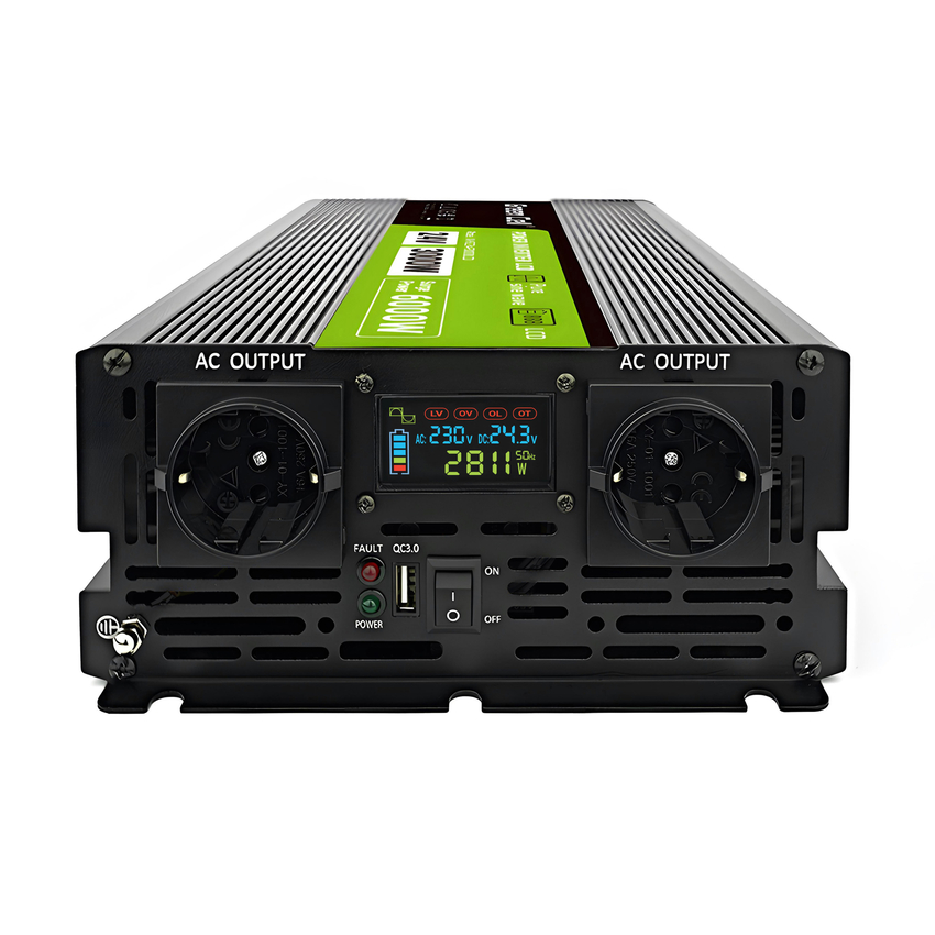 Green Cell PowerInverter LCD 24 V 3000W/60000W vehicle inverter with display - pure sine wave (INVGC24P3000LCD)