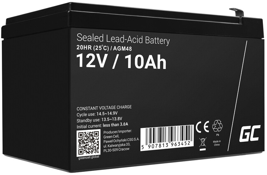 Green Cell AGM VRLA 12V 10Ah baterija za vzdrževanje UPS sistemov (AGM48)