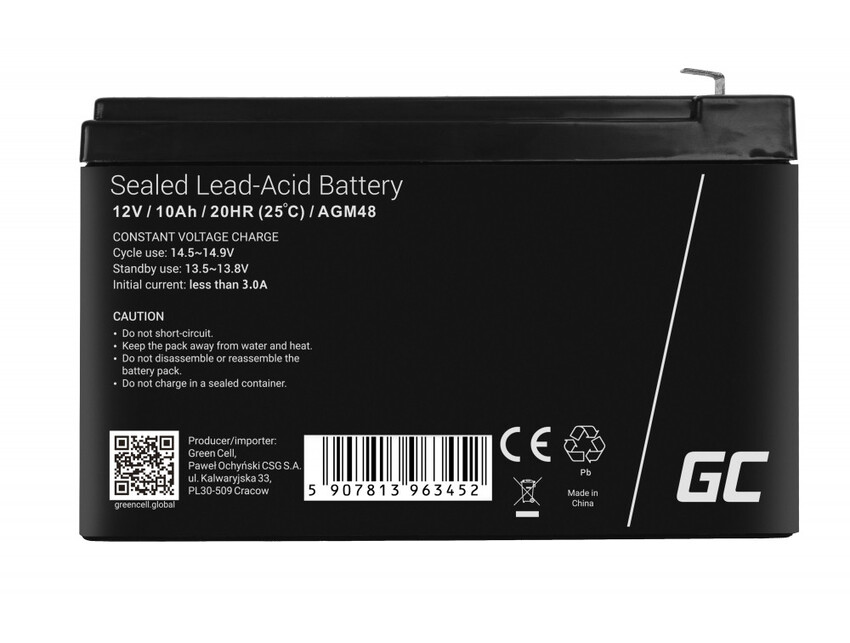 Green Cell AGM VRLA 12V 10Ah baterija za vzdrževanje UPS sistemov (AGM48)